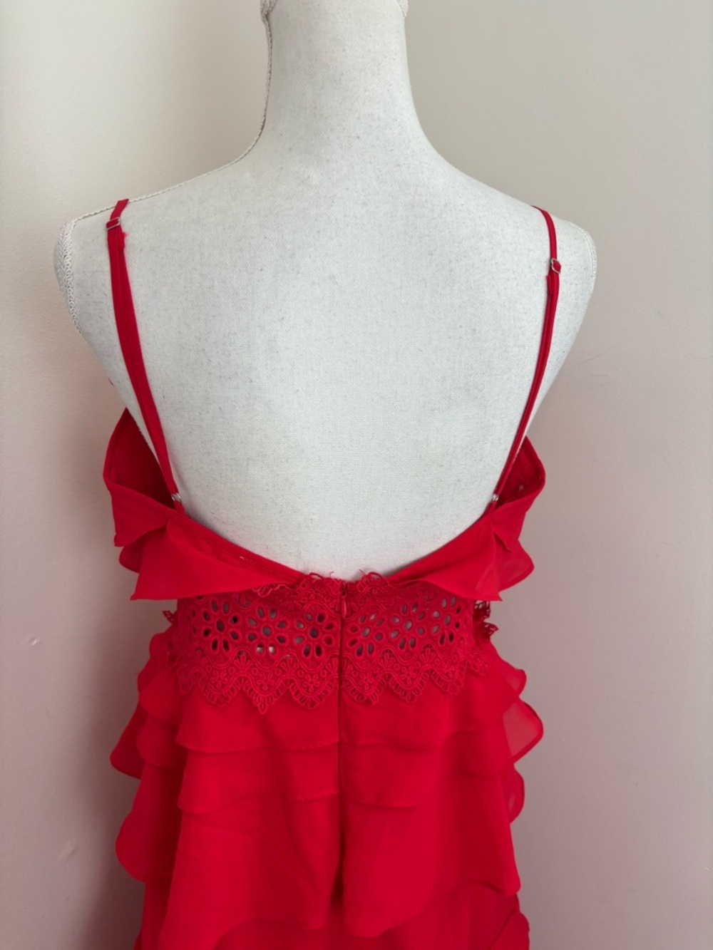 True Decadence Sophia Red Deep Plunge
Layered Ruffle Maxi-Dress Size Large NWT - Picture 5 of 12